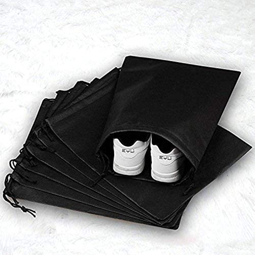 10pc Travel Shoe Organizer Bags with Drawstring with Tieback -black (10 pcs): Portable Waterproof - My Travel Shop