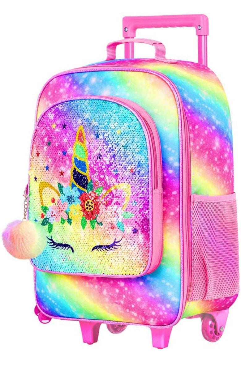 Kids Luggage for Girls Cute Unicorn Rolling Wheels Suitcase for