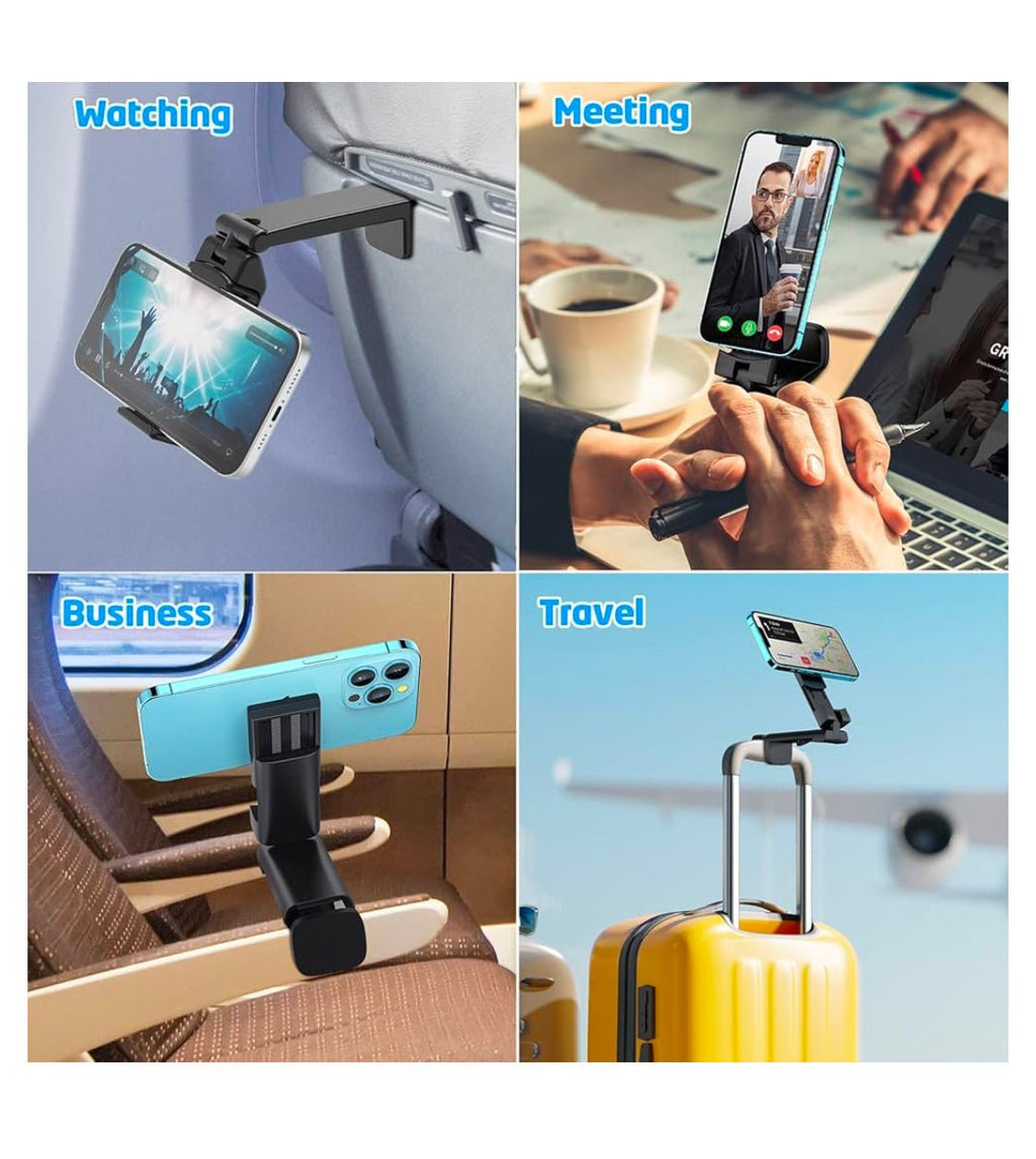 2 Pack Airplane Phone Holder 360 Degree Rotation Flight Mount Clip Portable Foldable Travel Essential for Flying - MyTravelShop.ca