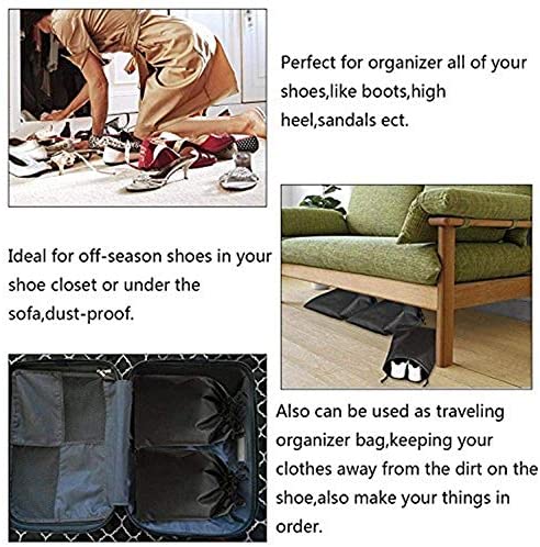10pc Travel Shoe Organizer Bags with Drawstring with Tieback -black (10 pcs): Portable Waterproof - My Travel Shop