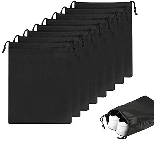 10pc Travel Shoe Organizer Bags with Drawstring with Tieback -black (10 pcs): Portable Waterproof