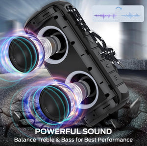 Bluetooth Speaker, Wireless Speaker Bluetooth, Portable Speaker with 24W Stereo Sound, Speakers with RGB Lights, 24H Playtime, AUX-in, Bluetooth 5.3, IPX6 Waterproof - MyTravelShop.ca