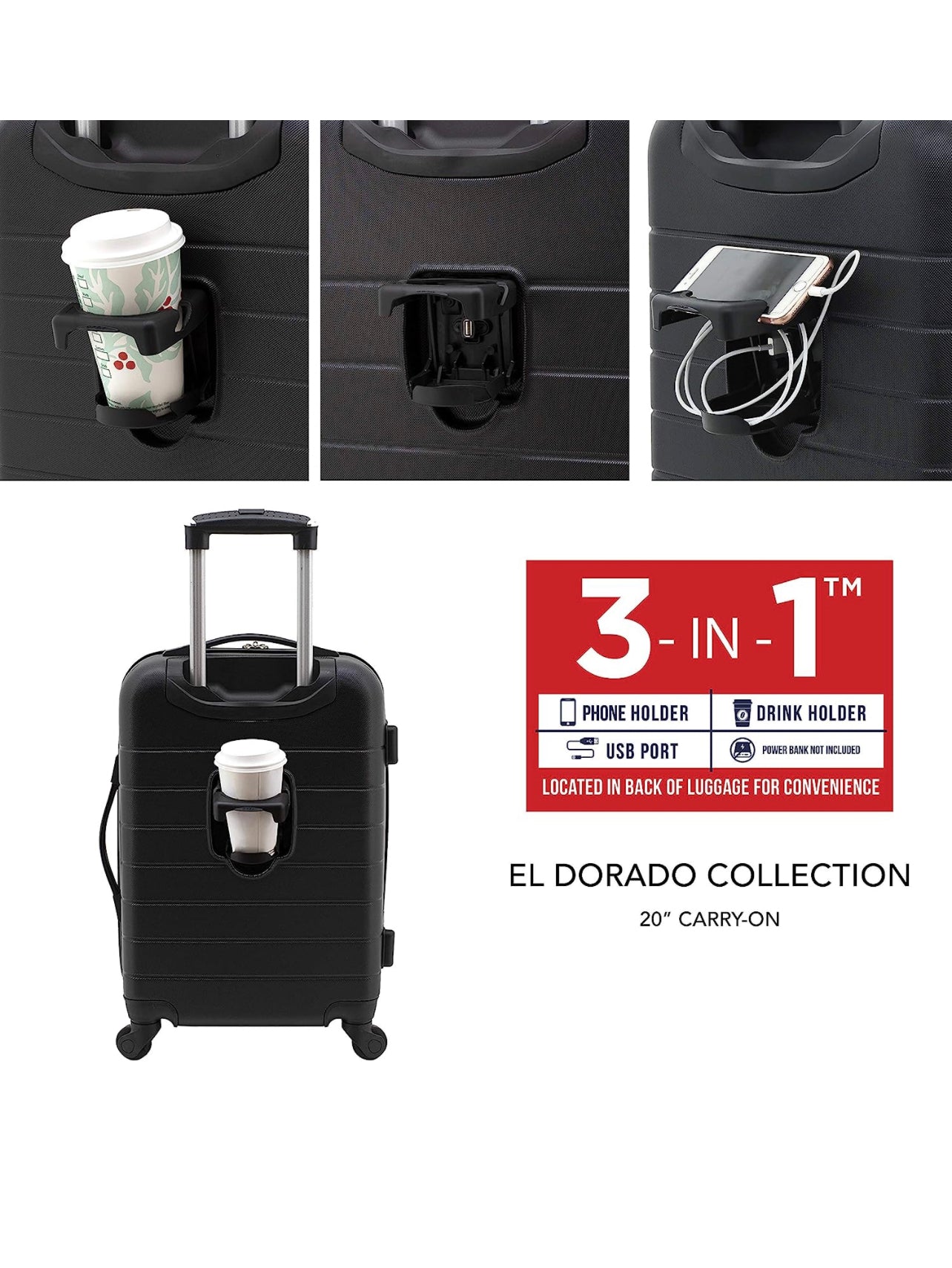 Carry On Set with Cup Holder and USB port - MyTravelShop.ca