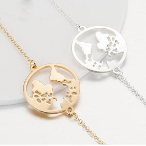 Chain Link World Map Bracelets & Bangles Jewelry Globe Bracelet Charm Travel Jewellery Gift Wanderlust Earth Bracelet - MyTravelShop.ca