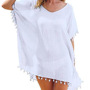 Chiffon Tassels Beach Wear Women Swimsuit Cover Up Swimwear Bathing Suits Summer Mini Dress - My Travel Shop