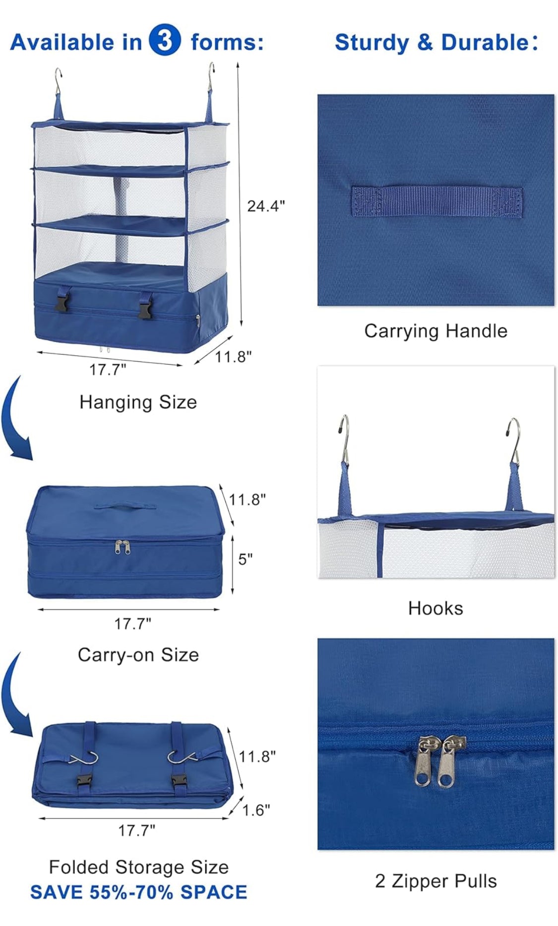Compression Shelfs Hanging Packing Cubes Portable Closet Shelves Travel Collapsible Compr ...
