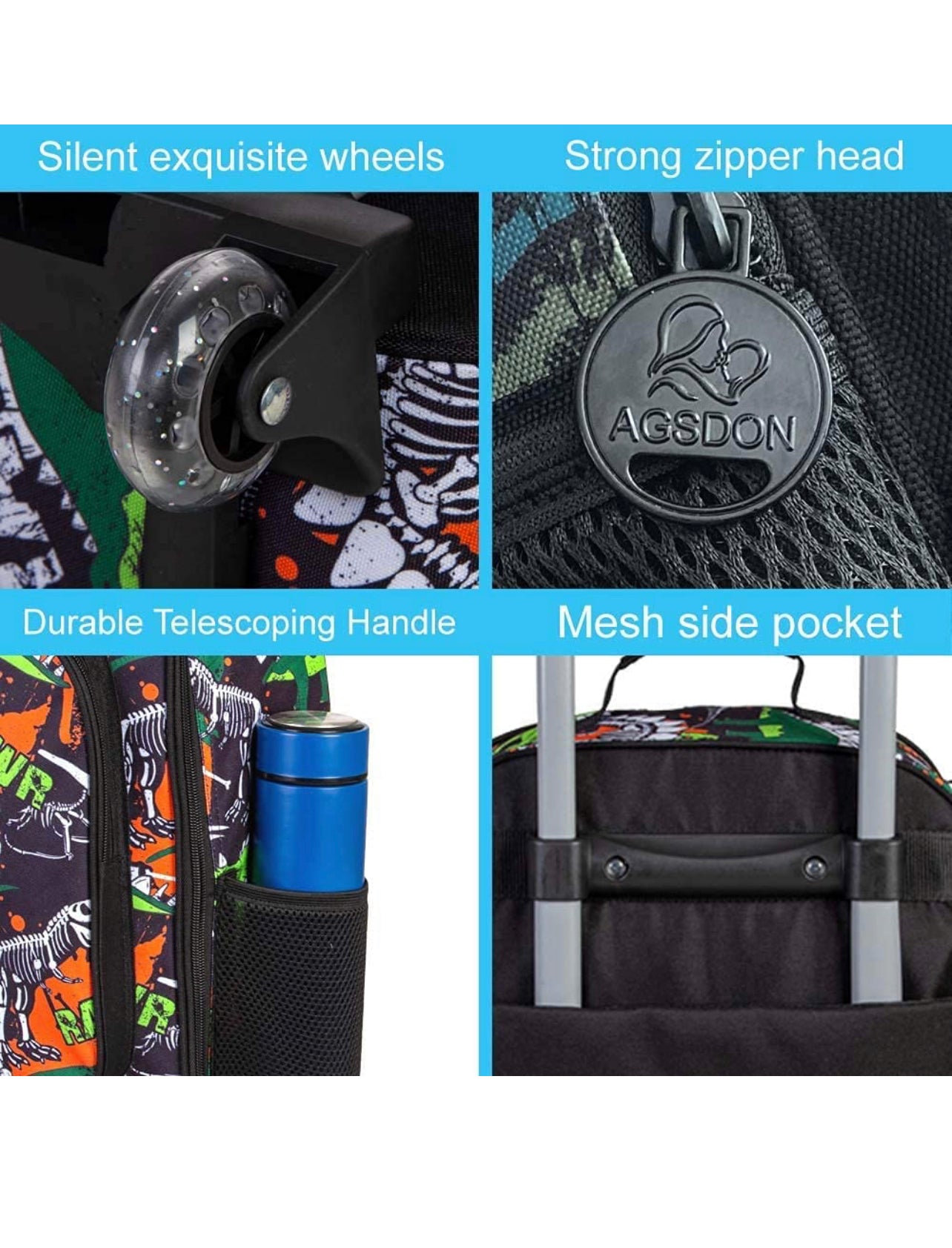 Kids Luggage for Boys, Cute Dinosaur Rolling Wheels Suitcase for Toddler Children - MyTravelShop.ca