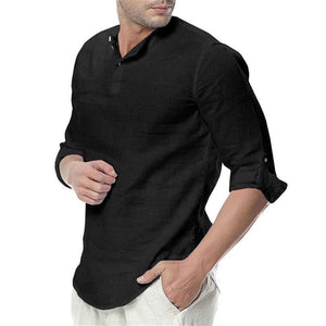 Men's Summer Long Sleeve Cotton Linen Long Sleeve Cotton Casual Breathable Shirts - My Travel Shop