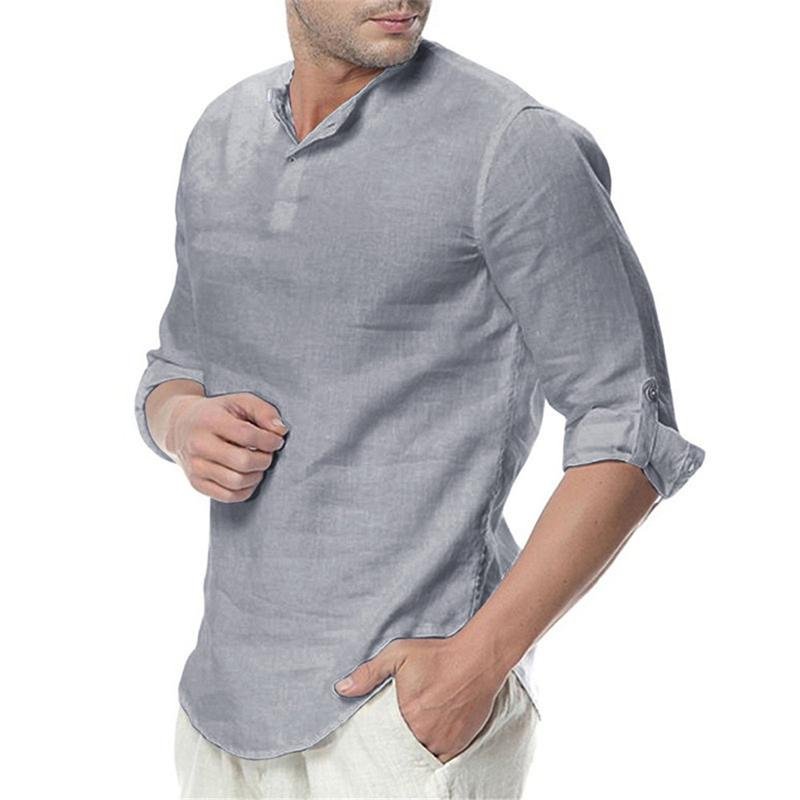 Men's Summer Long Sleeve Cotton Linen Long Sleeve Cotton Casual Breathable Shirts - My Travel Shop