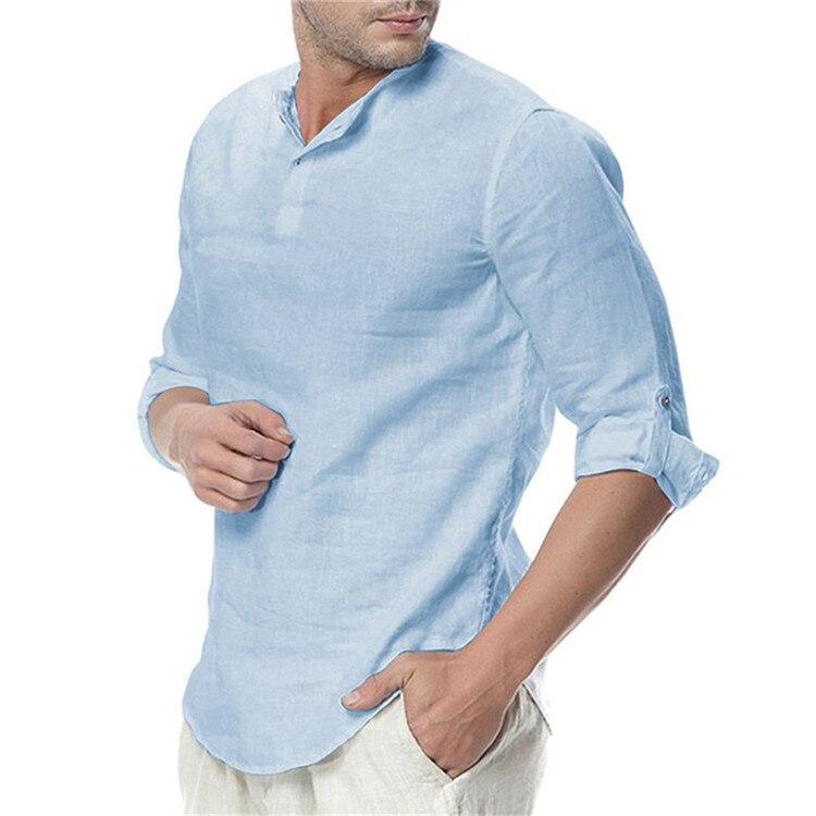 Mens Casual Cotton Linen Shirt Long Sleeve - Mythology Merchant