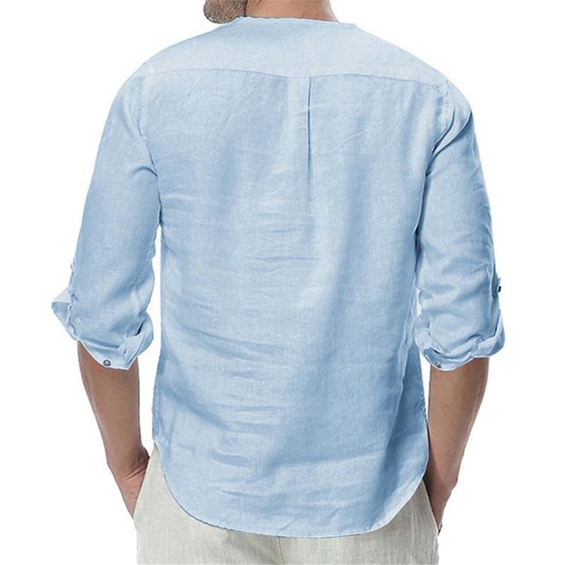 Cotton Linen Men's Shirt Long Sleeve Summer Style Slim Fit (Plus Size) –  The Essentials Collection