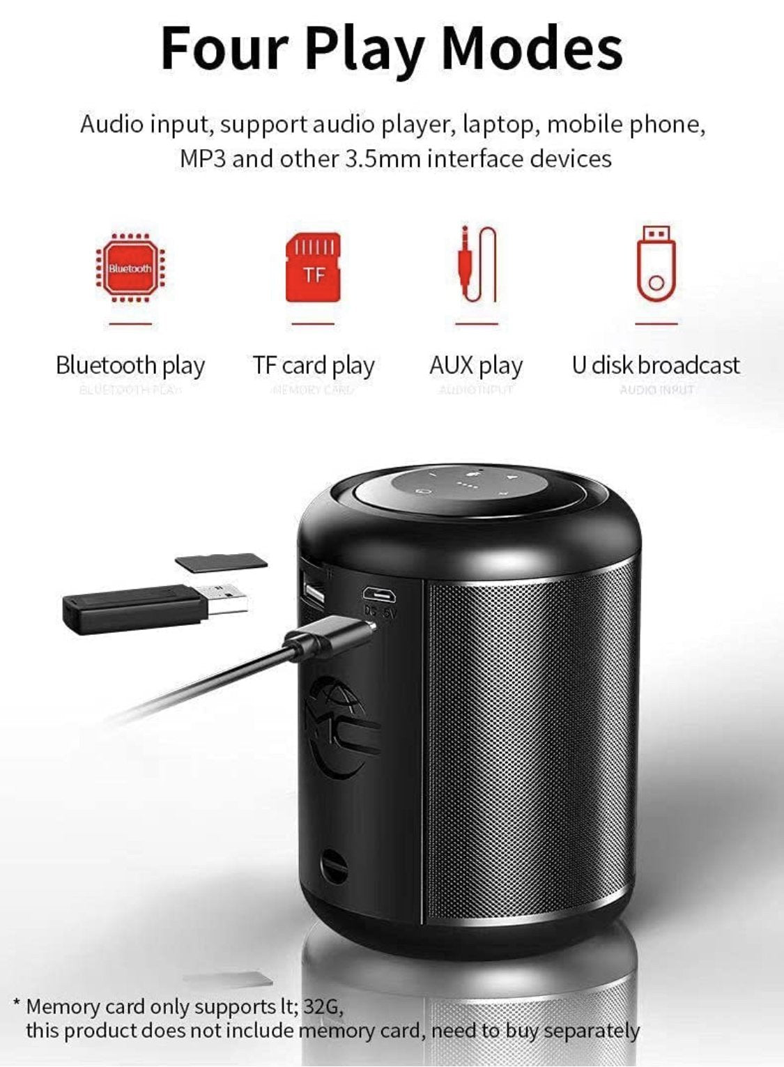 Mini Bluetooth Speaker - 20 Watt Wireless Waterproof Phone Speaker with Loud Stereo Sound - MyTravelShop.ca