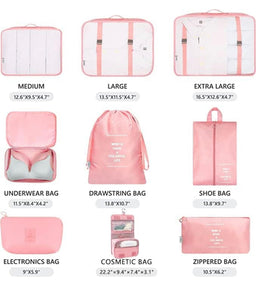 Packing Cubes for Suitcases, 9 Set - Luggage Organizers Suitcase Travel Accessories (Pink or Black) - MyTravelShop.ca