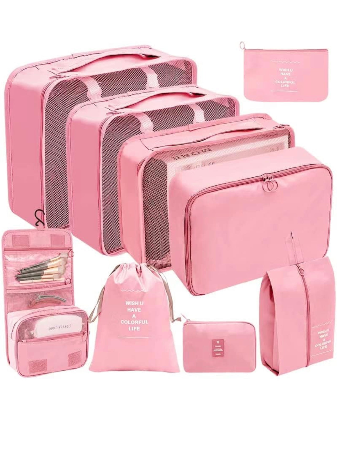 Packing Cubes for Suitcases, 9 Set - Luggage Organizers Suitcase Travel Accessories (Pink or Black) - MyTravelShop.ca