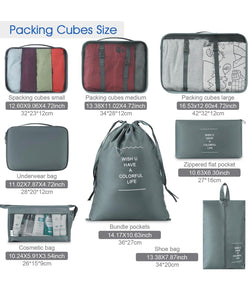 Packing Cubes Travel Organizer 8pcs Luggage Organizer Packing Cubes with Shoes Bag Travel Essentials Bags Packing Organizer Set Waterproof, Multi-functional Clothing Sorting Packages, Travel Organizer Cubes,Gray - MyTravelShop.ca