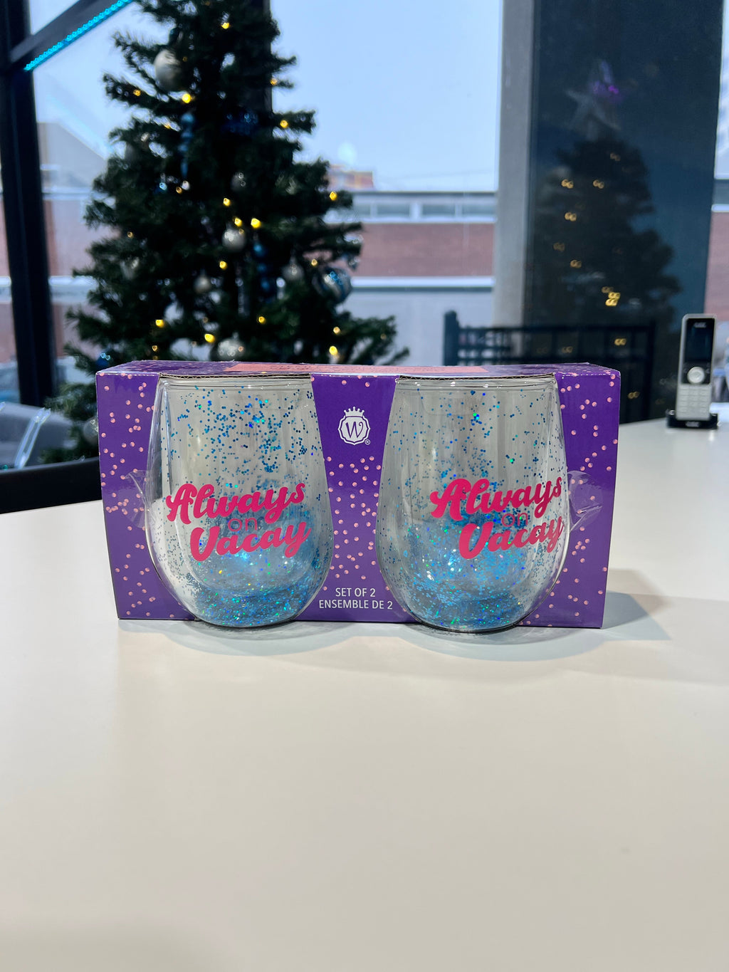 Stemless Glitter Wine Glasses Set of 2 - MyTravelShop.ca