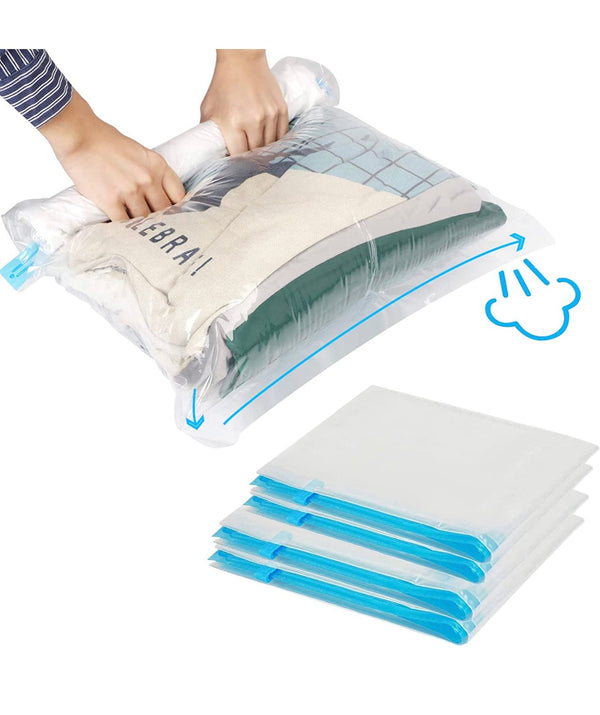 Travel Space Saver Bags, 10 Pack Roll Up Reusable Travel Space Saver Vacuum Storage Bags, Waterproof Compression Bags for Travel/Home Storage, No Pump Needed