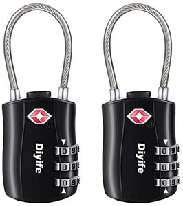 TSA Luggage Locks,[Newest Version][2 Pack] Diyife 3-Digit Travel Lock,  Combination Padlocks, Code Lock for Travel Suitcase Luggage Bag Case
