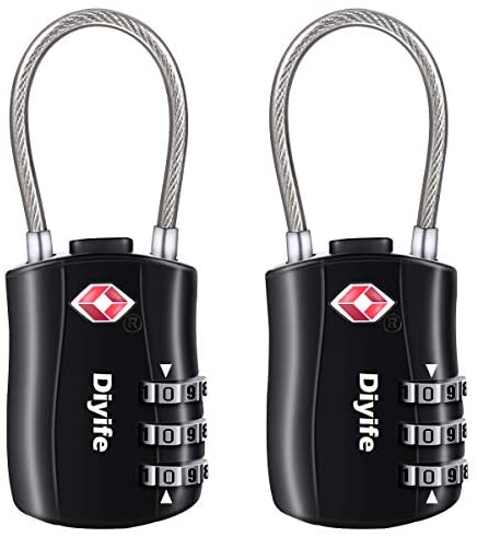 TSA Luggage Locks,[Newest Version][2 Pack] Diyife 3-Digit Travel Lock, Combination Padlocks, Code Lock for Travel Suitcase Luggage Bag Case