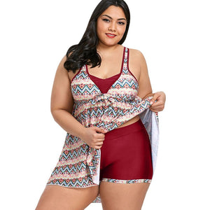 Zigzag Print Skirted Tankini Set - My Travel Shop