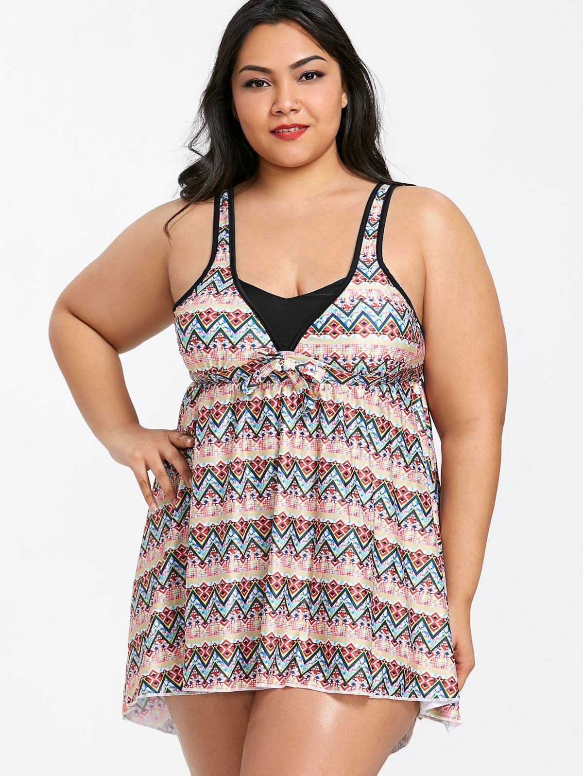 Zigzag Print Skirted Tankini Set - My Travel Shop