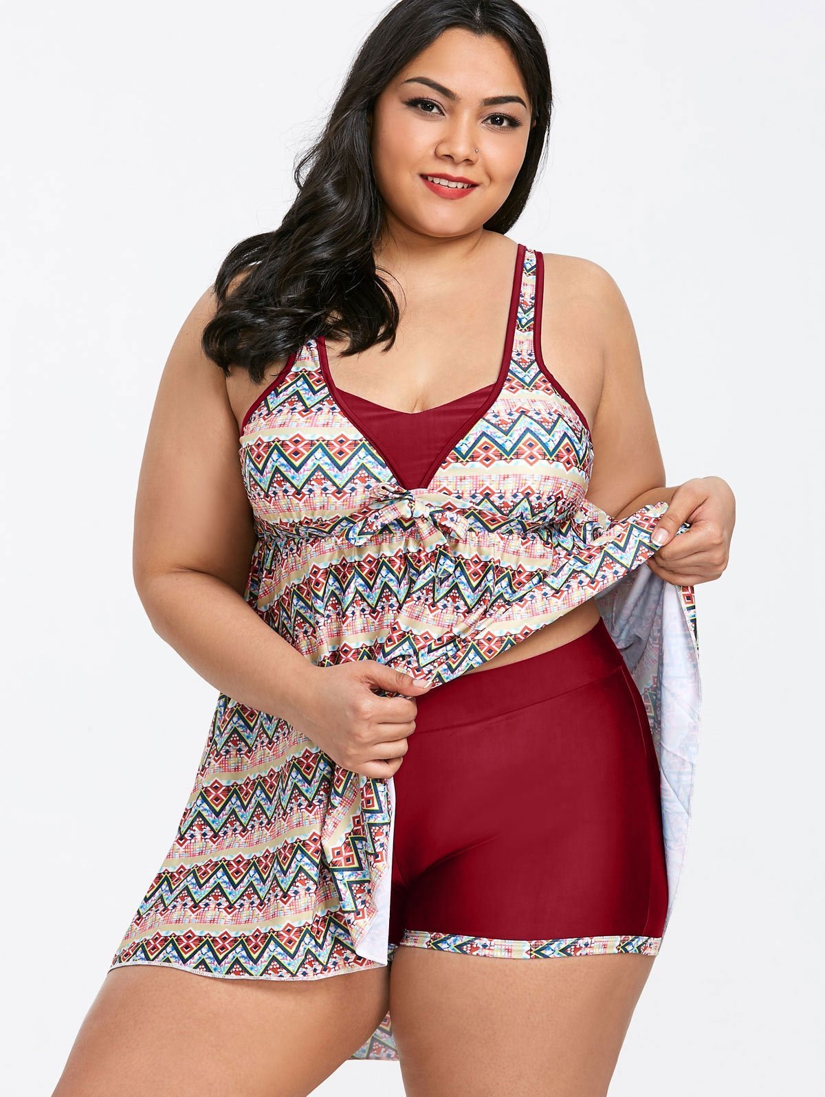 Zigzag Print Skirted Tankini Set - My Travel Shop